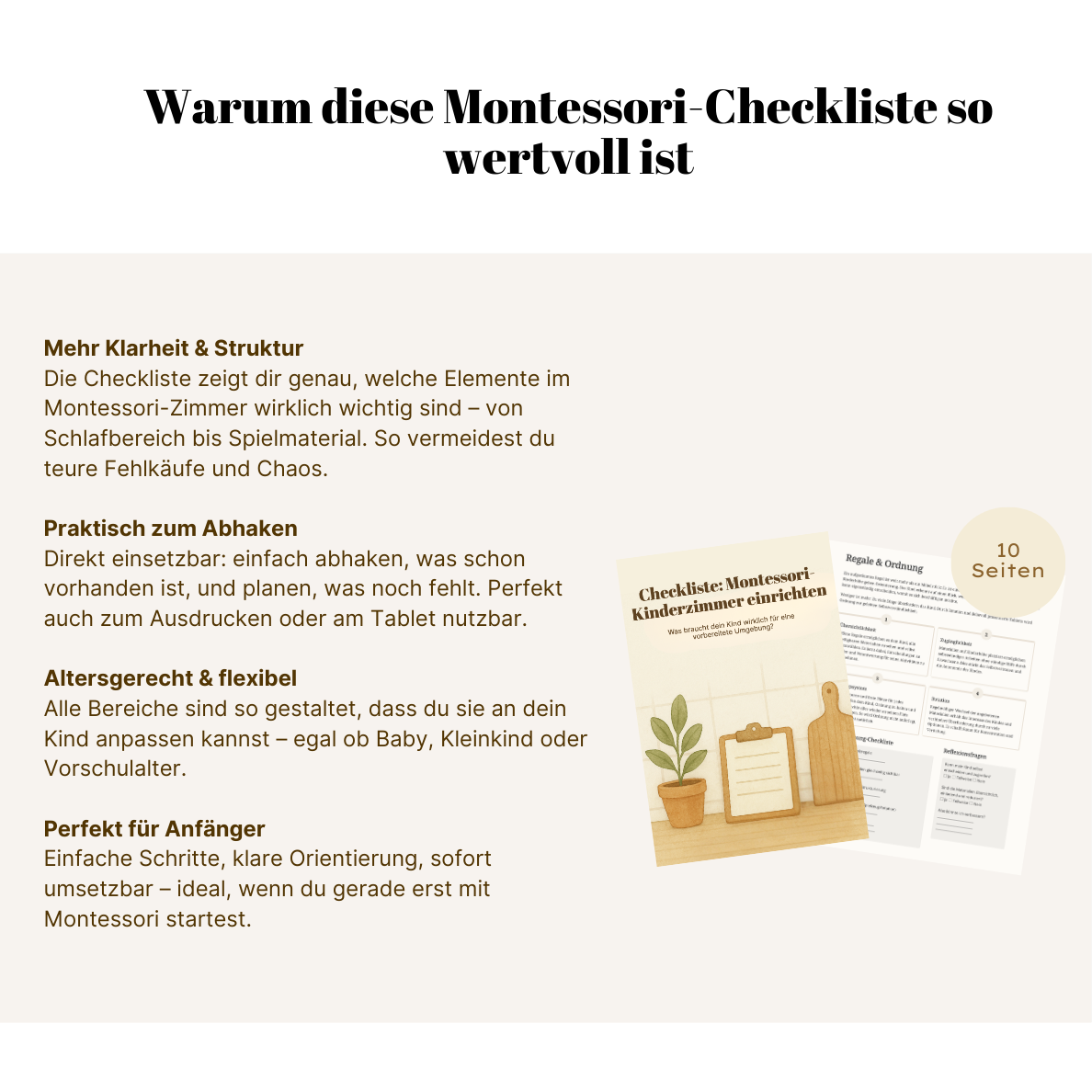 Montessori Checkliste